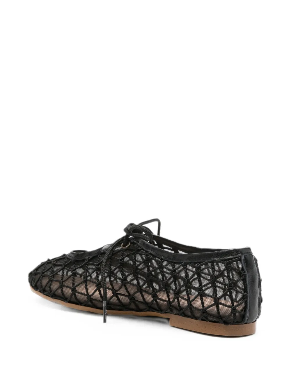 Eli1957 Net-mesh Front-tie Ballet Flats In Black