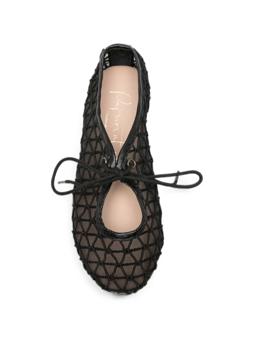 Eli1957 Net-mesh Front-tie Ballet Flats In Black