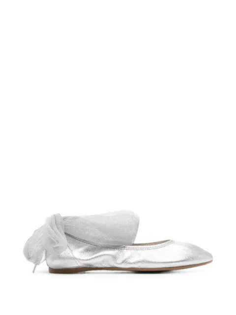 Eli1957 tulle-tie metallic leather ballet flats