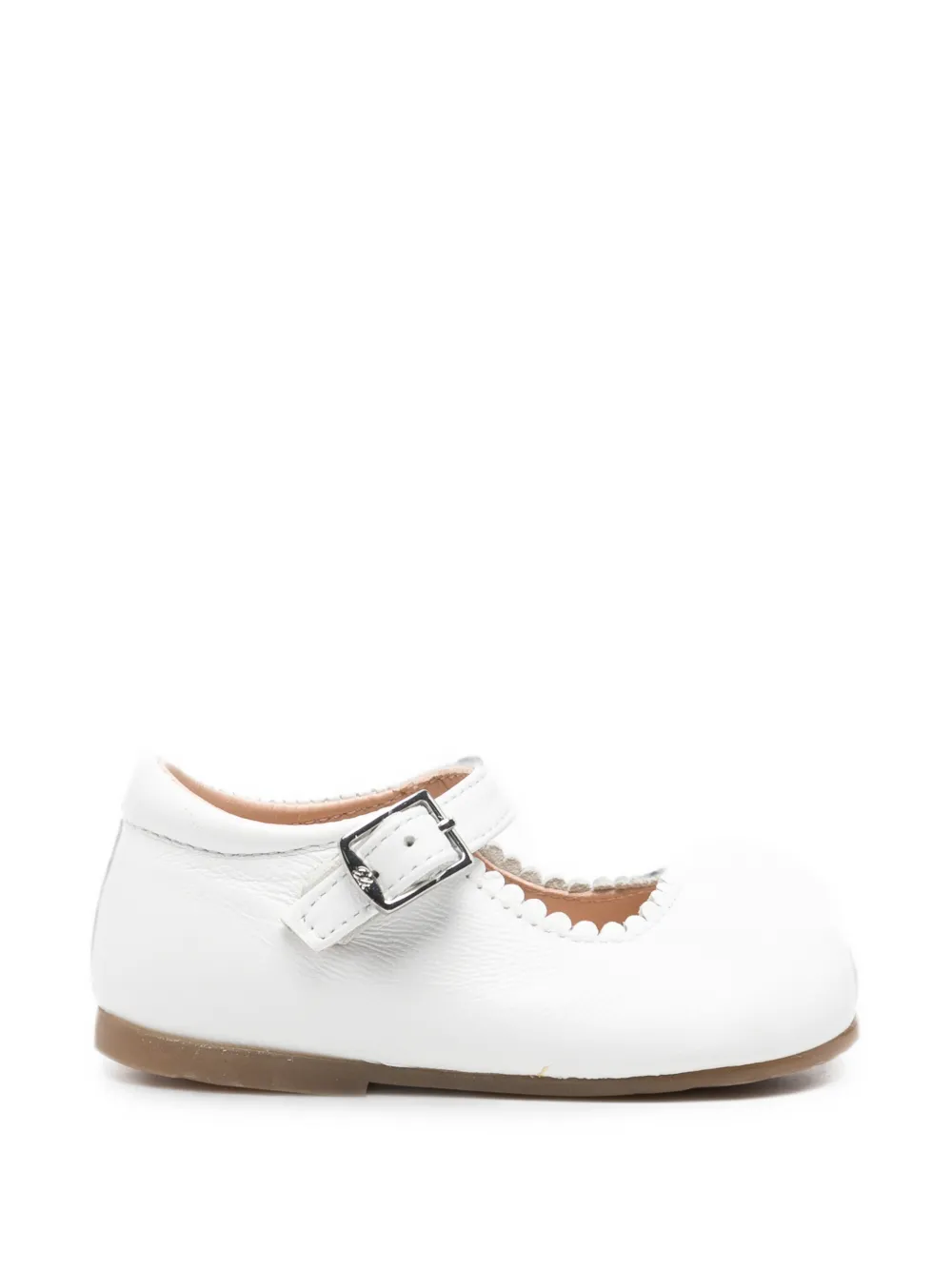 Eli1957 scalloped-trim buckle-fastening ballet flats - Bianco