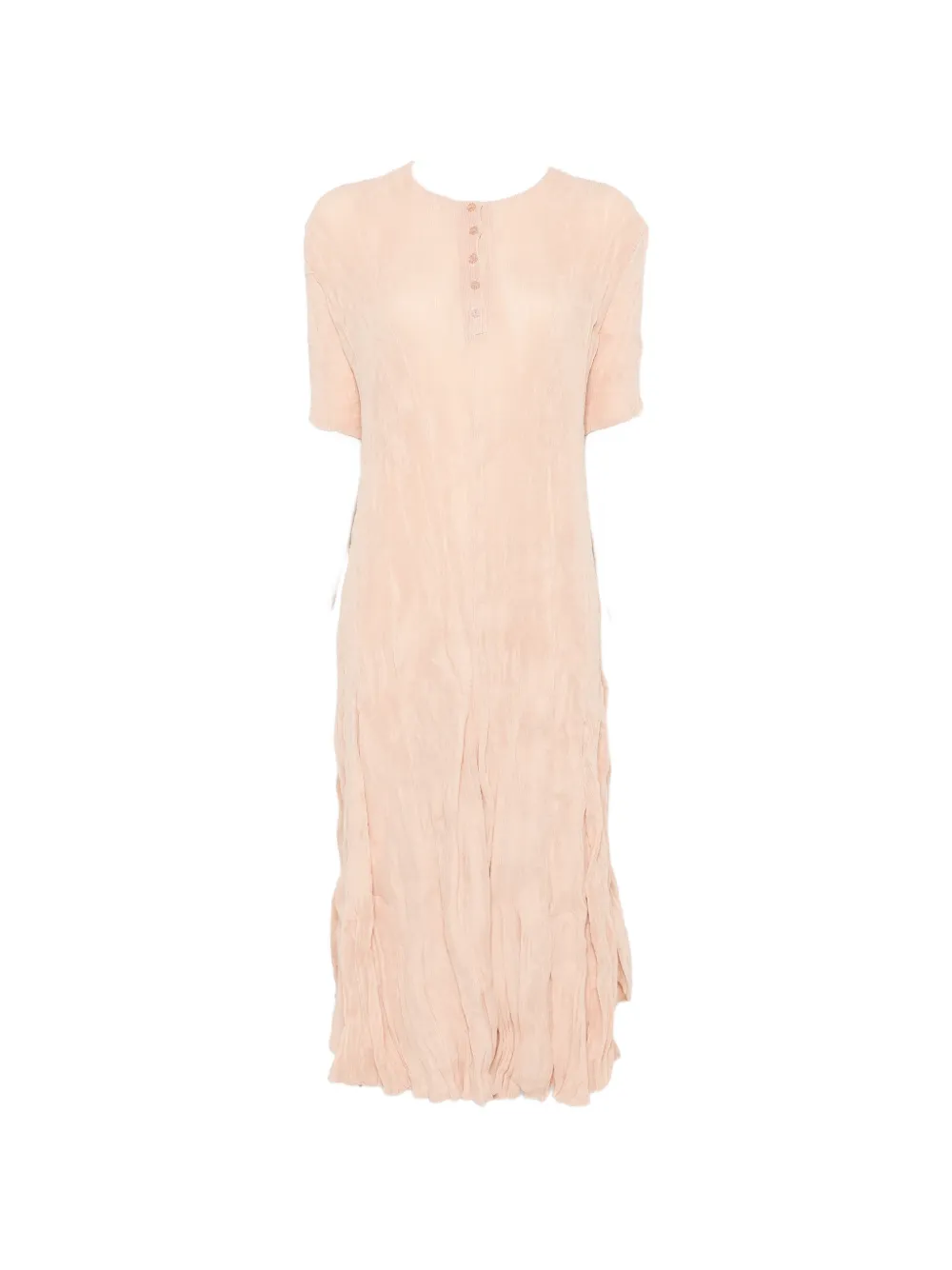 Gongdid Design crinkled-finish short-sleeve midi dress - Arancione