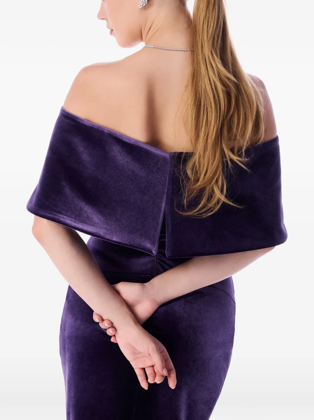 IMROSKA Ale off-shoulder midi-jurk Paars