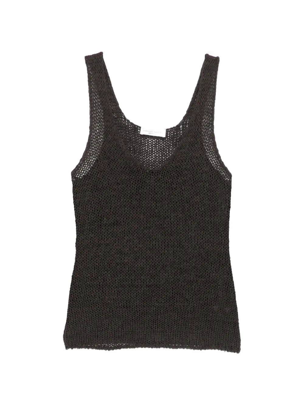 Roberto Collina open-knit V-neck top - Marrone