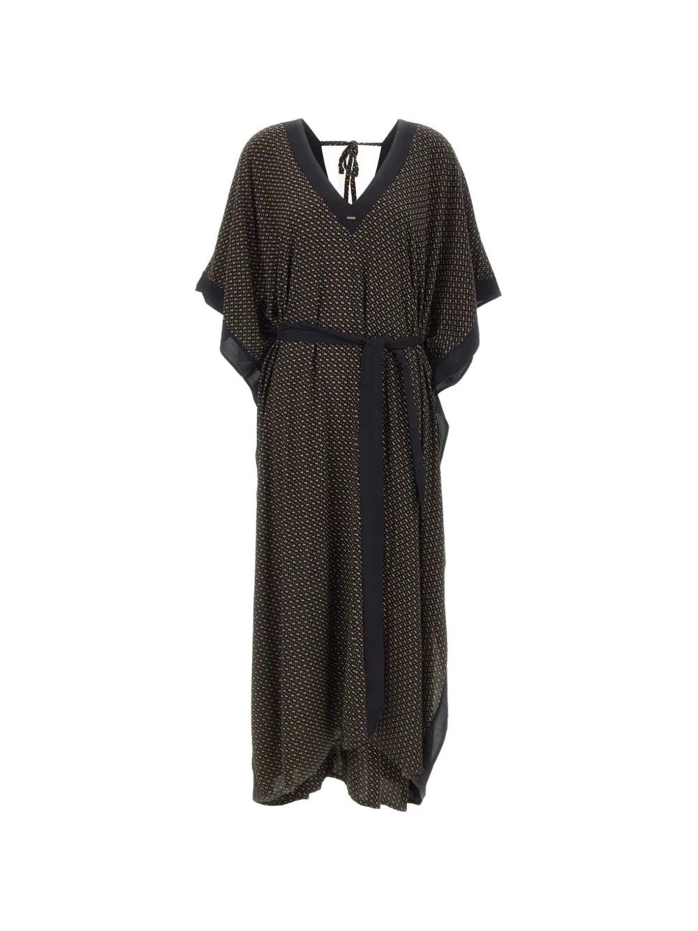 BOSS monogram-print belted caftan maxi dress - Nero