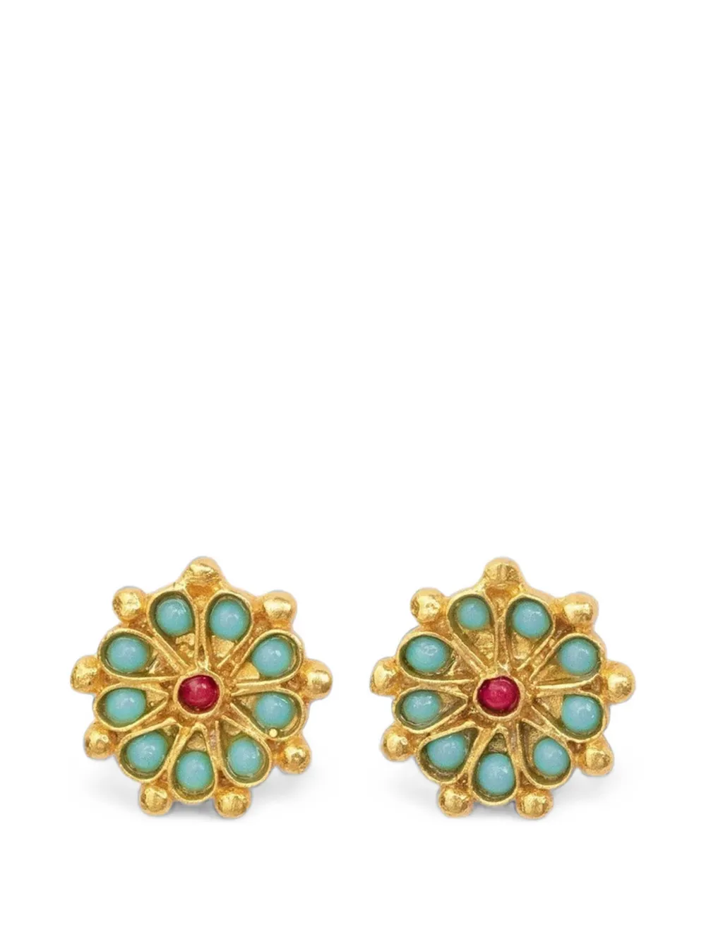 Ottoman Hands Marigold beaded stud earrings - Oro
