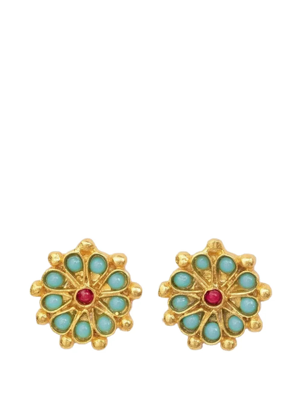 Ottoman Hands Marigold beaded stud earrings - Oro