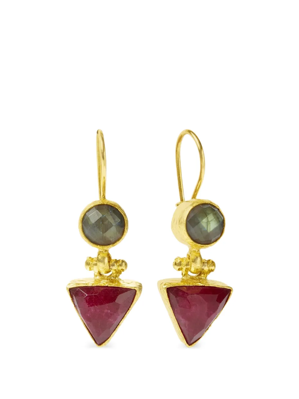 Ottoman Hands Hydra labradorite and ruby drop earrings - Oro