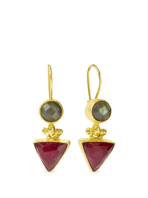 Ottoman Hands Hydra labradorite and ruby drop earrings