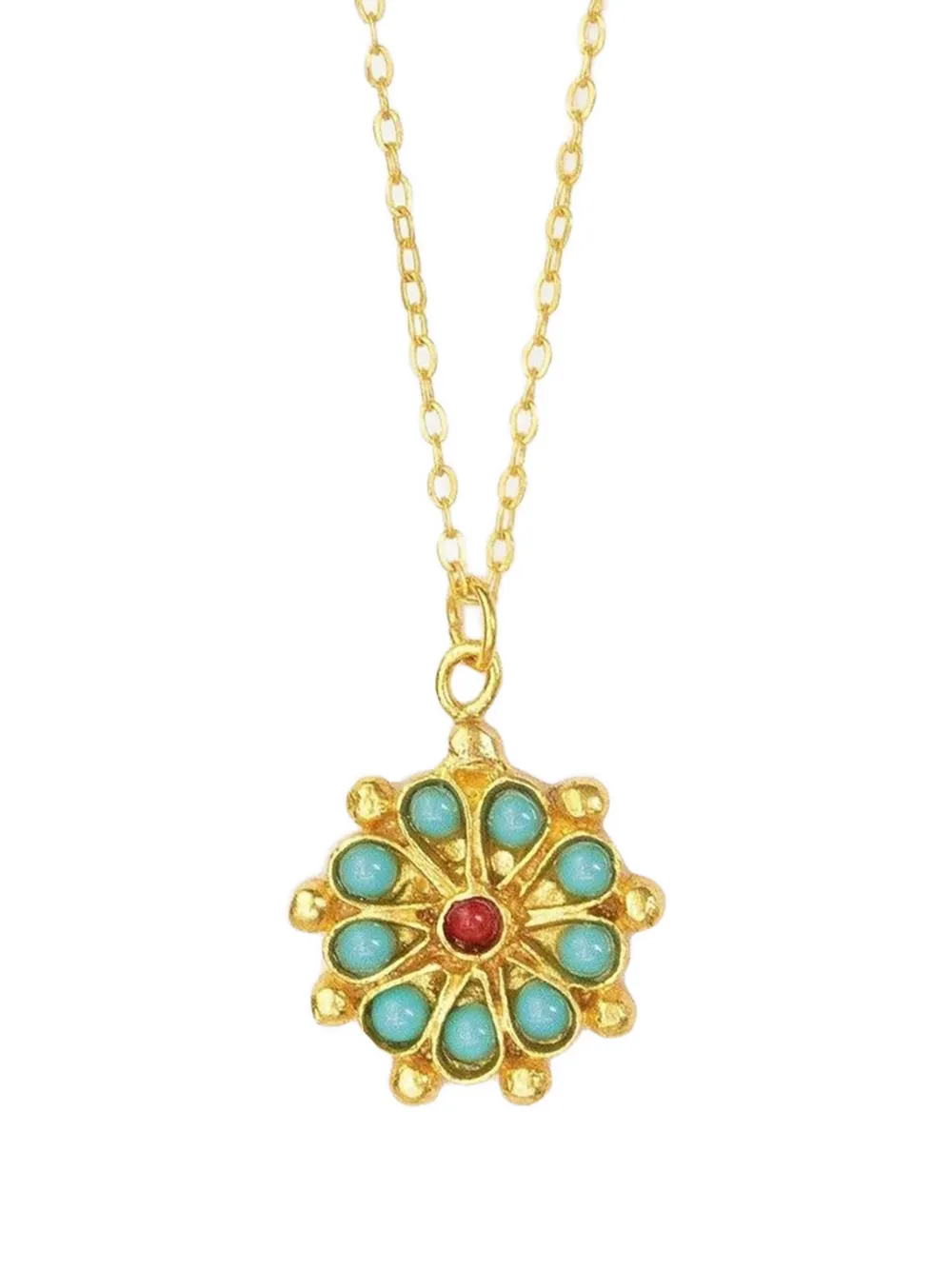 Ottoman Hands Marigold Halskette mit Türkis-Achat-Perlenanhänger