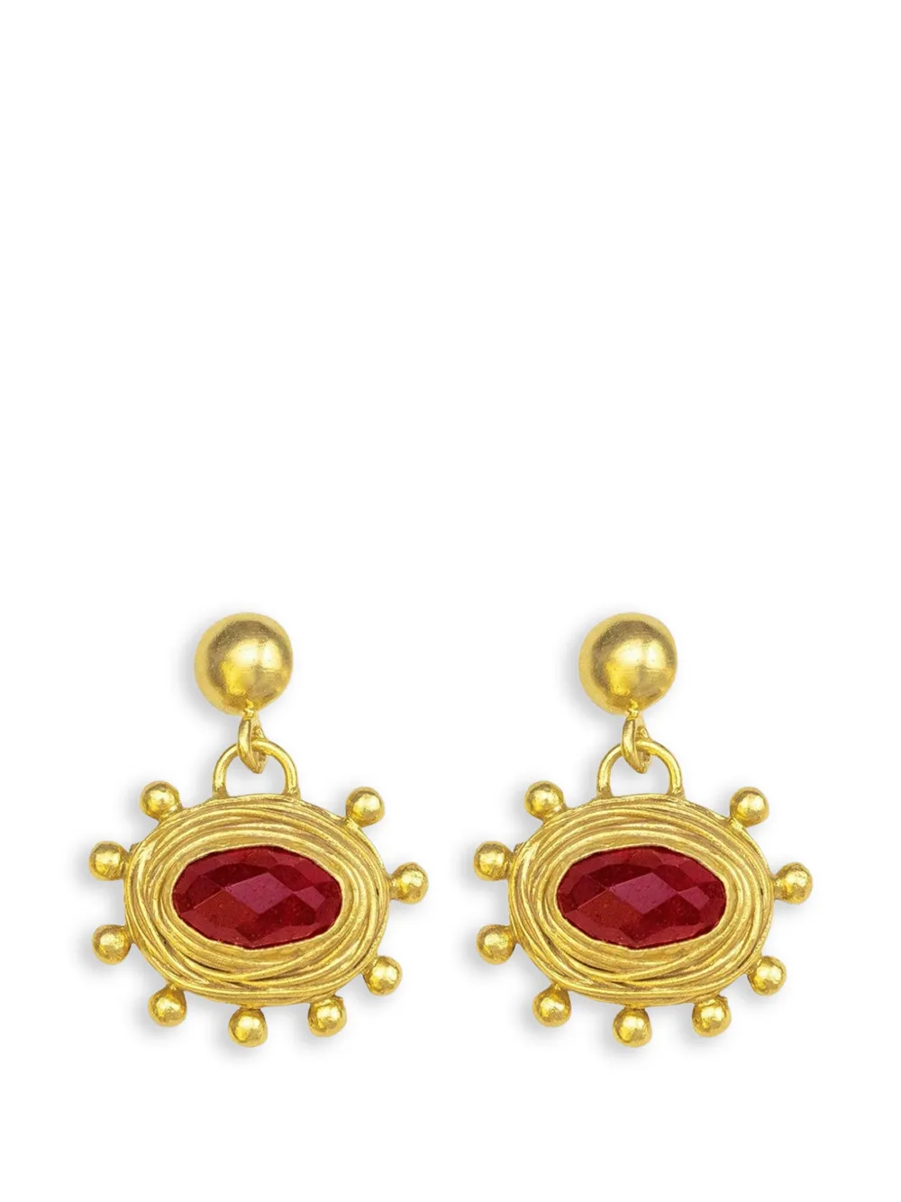 Ottoman Hands Orecchini pendenti Zand con rubino - Oro