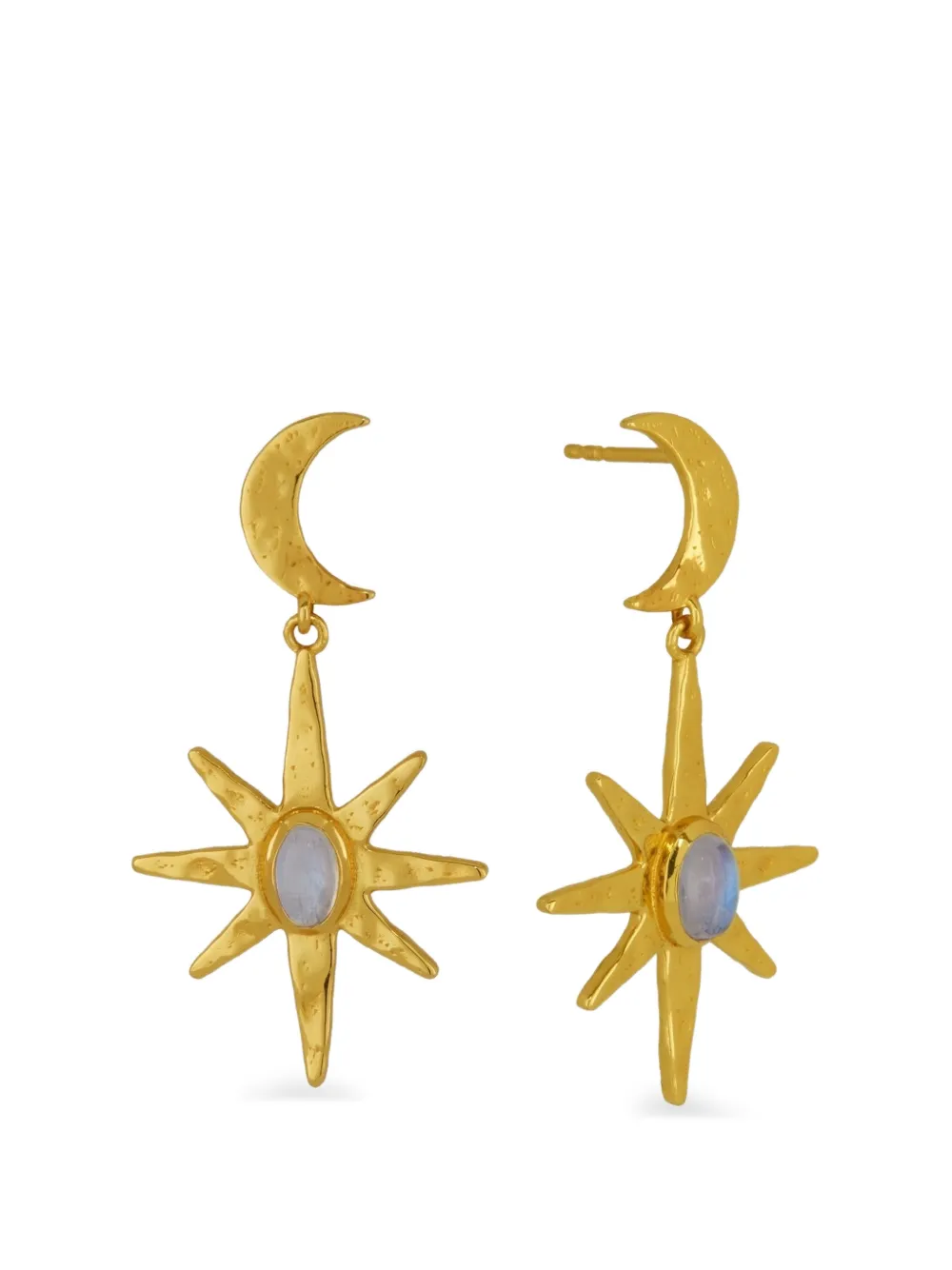 Ottoman Hands Moonstone Hängeohrringe mit Sternen - Gold