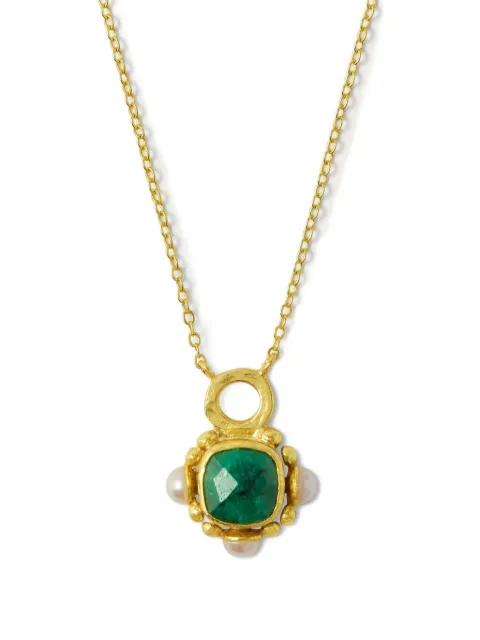 Ottoman Hands Esther emerald pearl pendant necklace