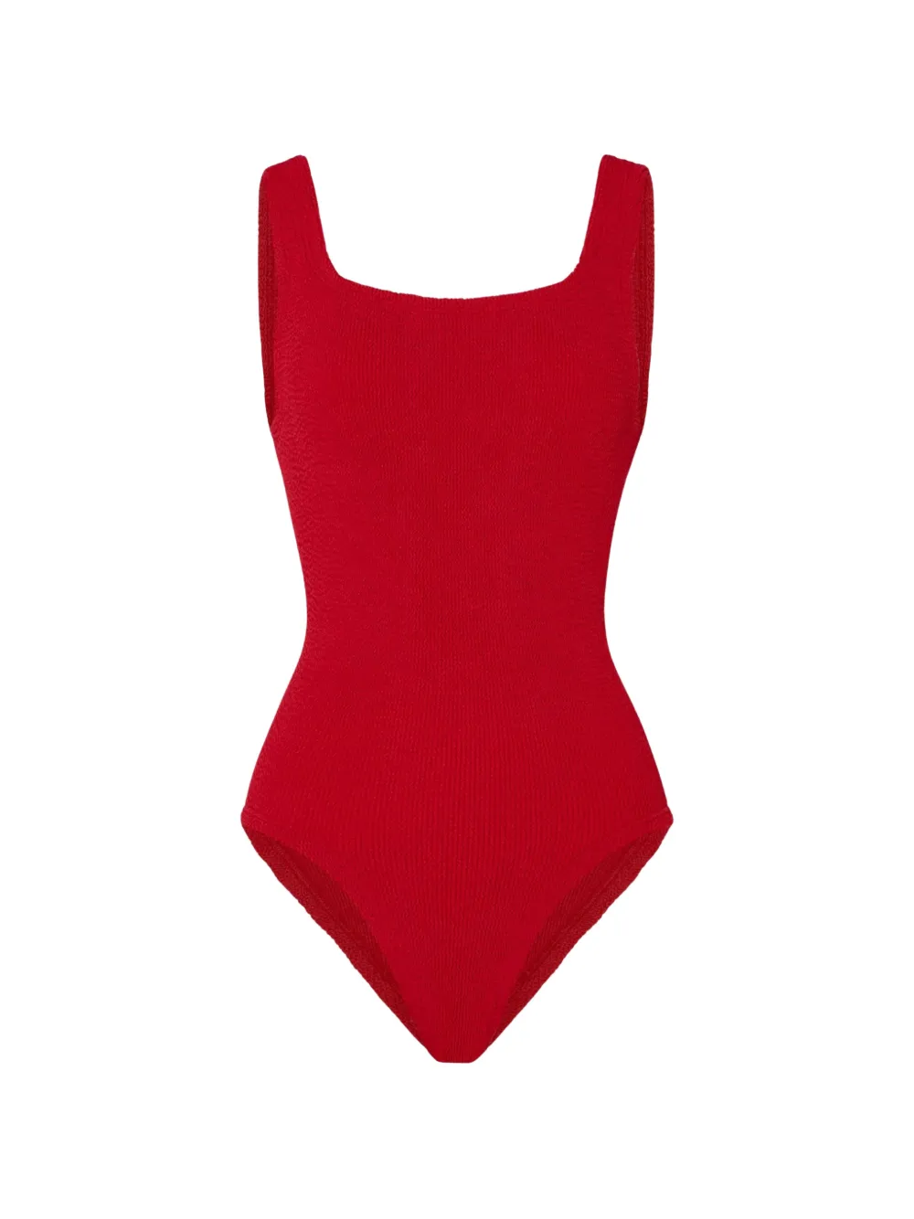 Hunza G crinkle-effect square-neck swimsuit - Rosso