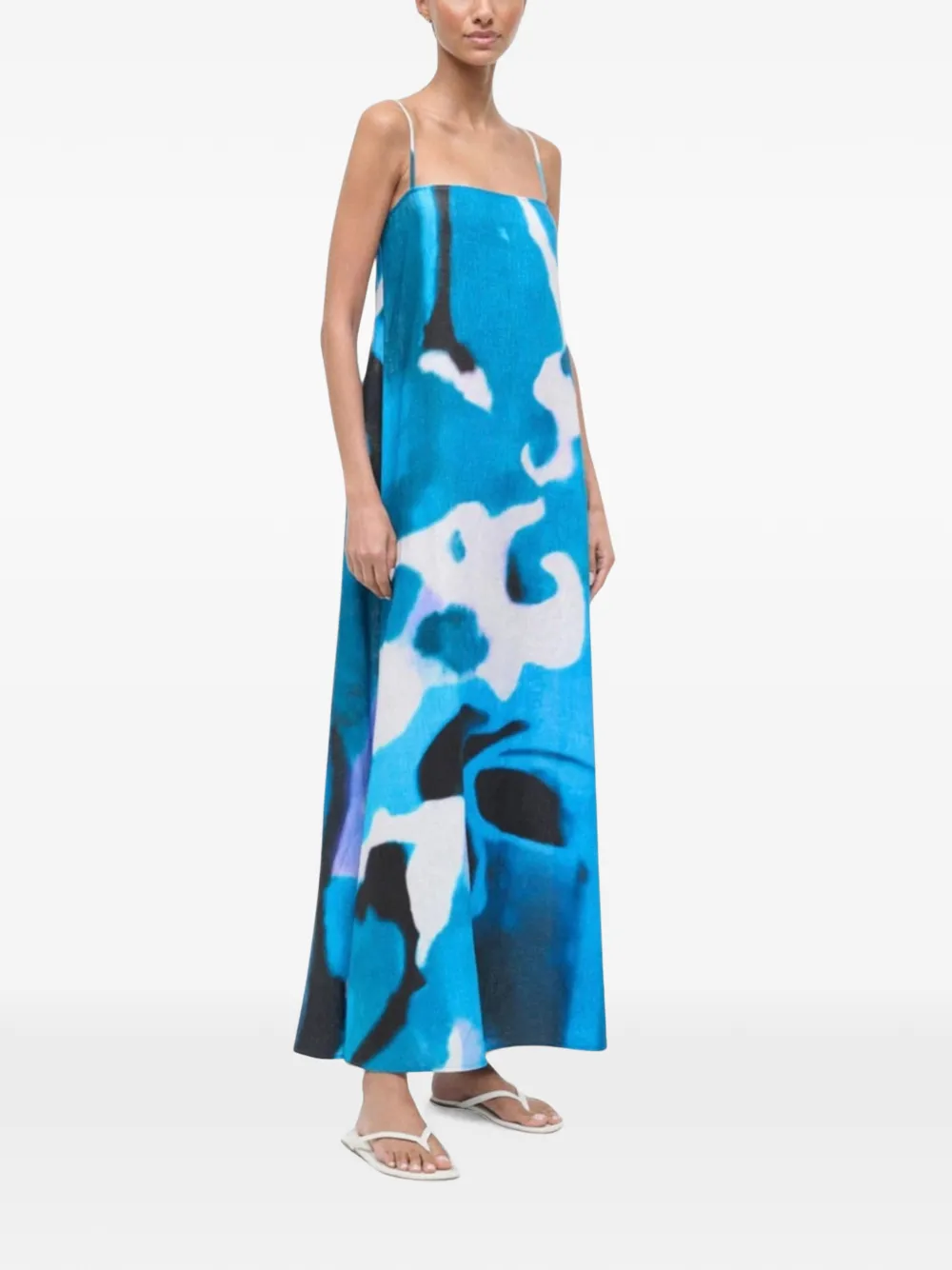 STAUD Laura linnen jurk Blauw