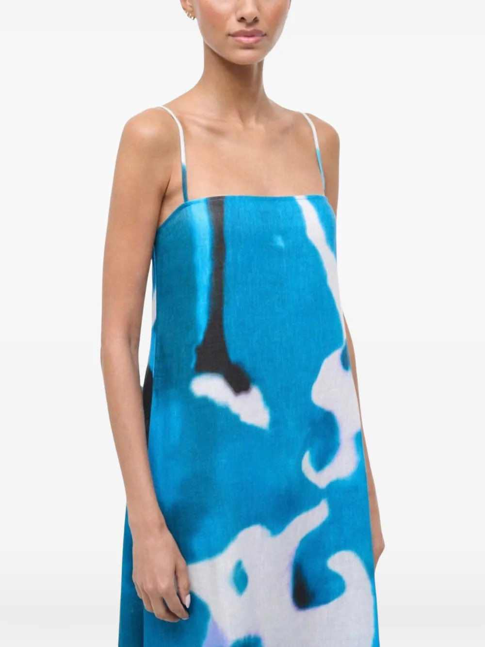 STAUD Laura linnen jurk Blauw