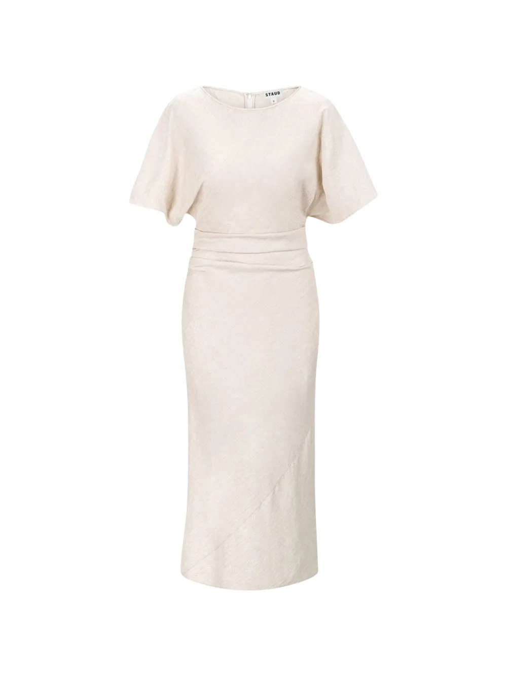 STAUD Amelie ruched-waist dress - Neutrals
