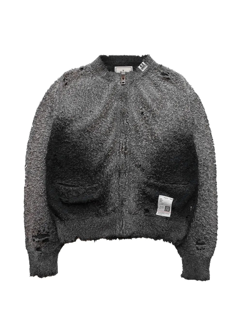 Maison MIHARA YASUHIRO zip-up distressed cardigan - Schwarz