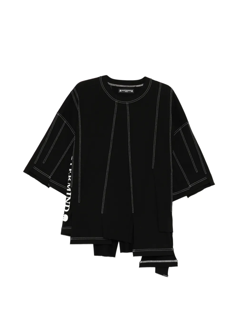 Mastermind World asymmetric exposed-seam T-shirt - Nero