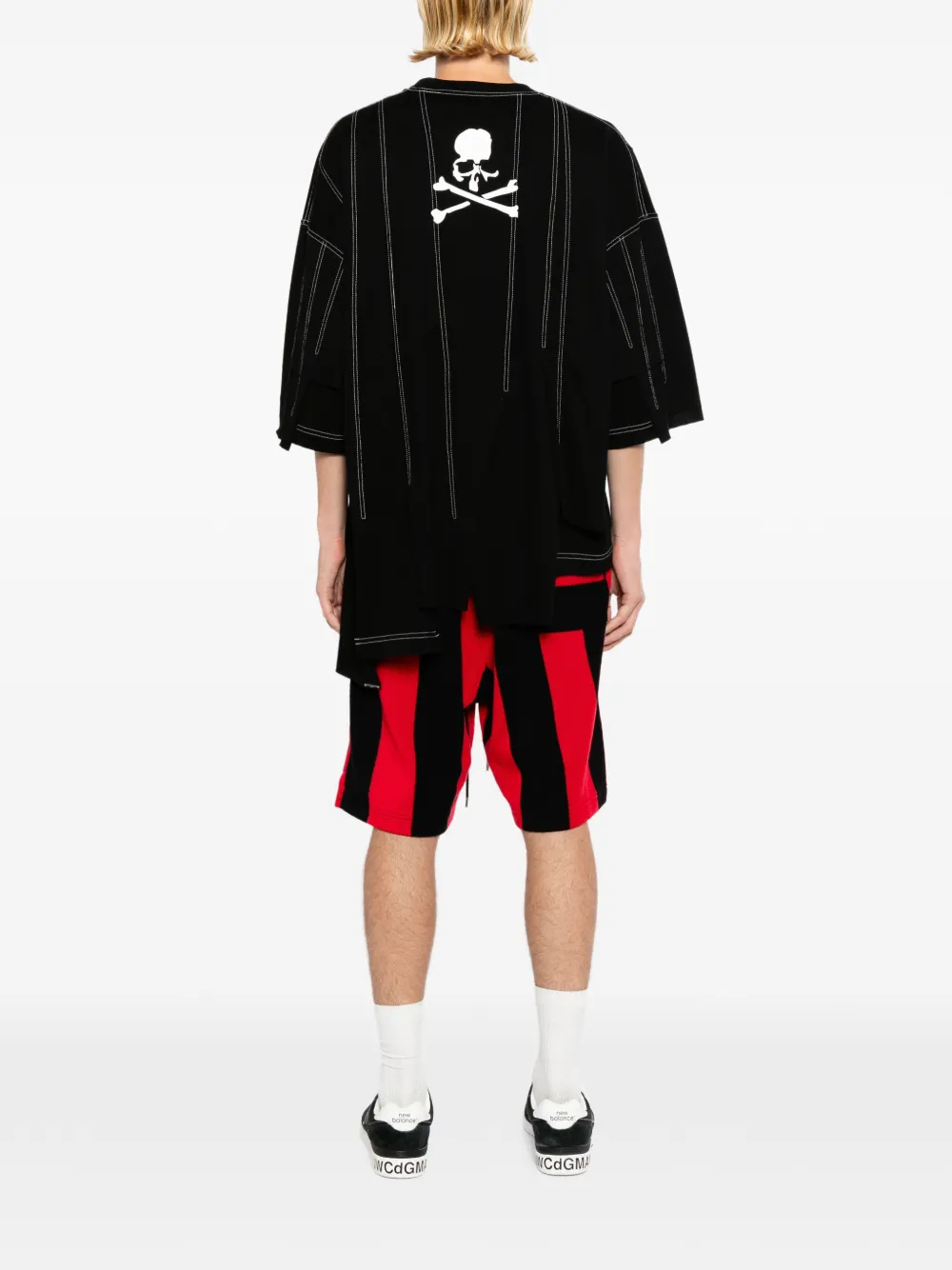 Mastermind World Asymmetrisch T-shirt met naad Zwart