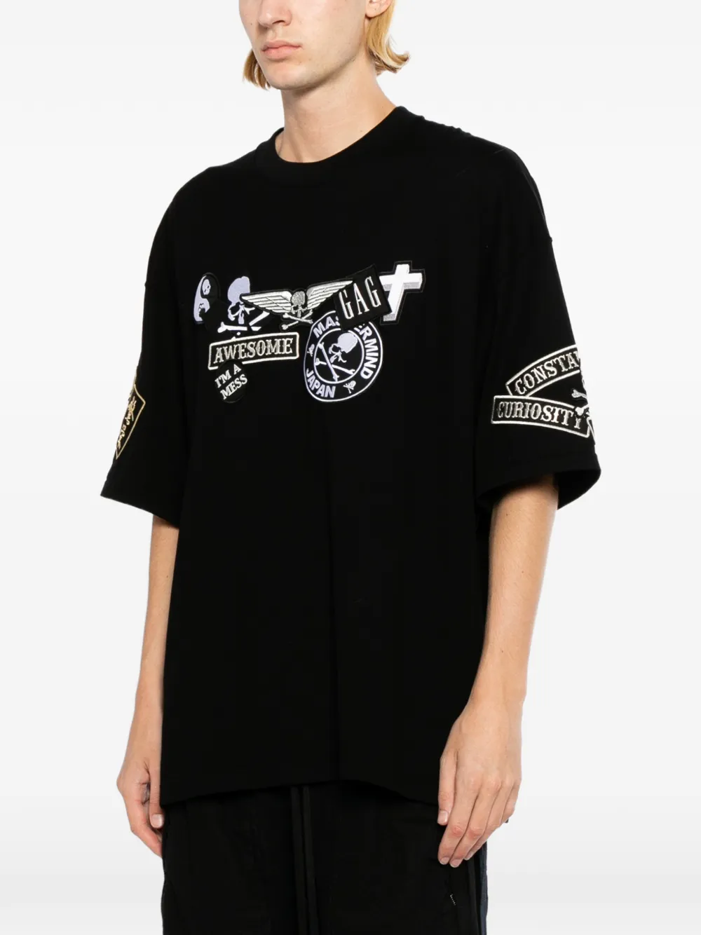 Mastermind Japan Boxy T-shirt met logopatch Zwart