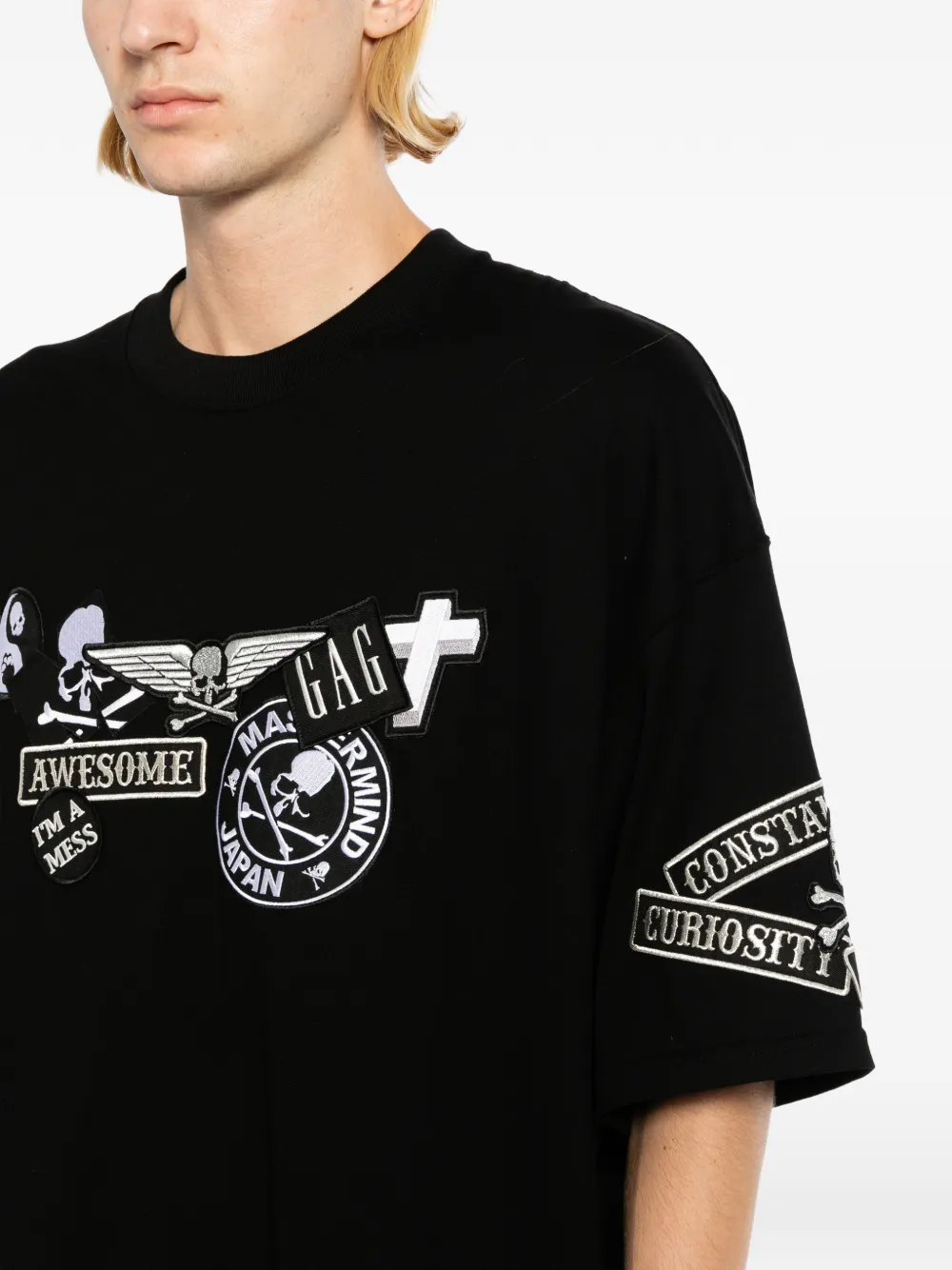 Mastermind Japan Boxy T-shirt met logopatch Zwart