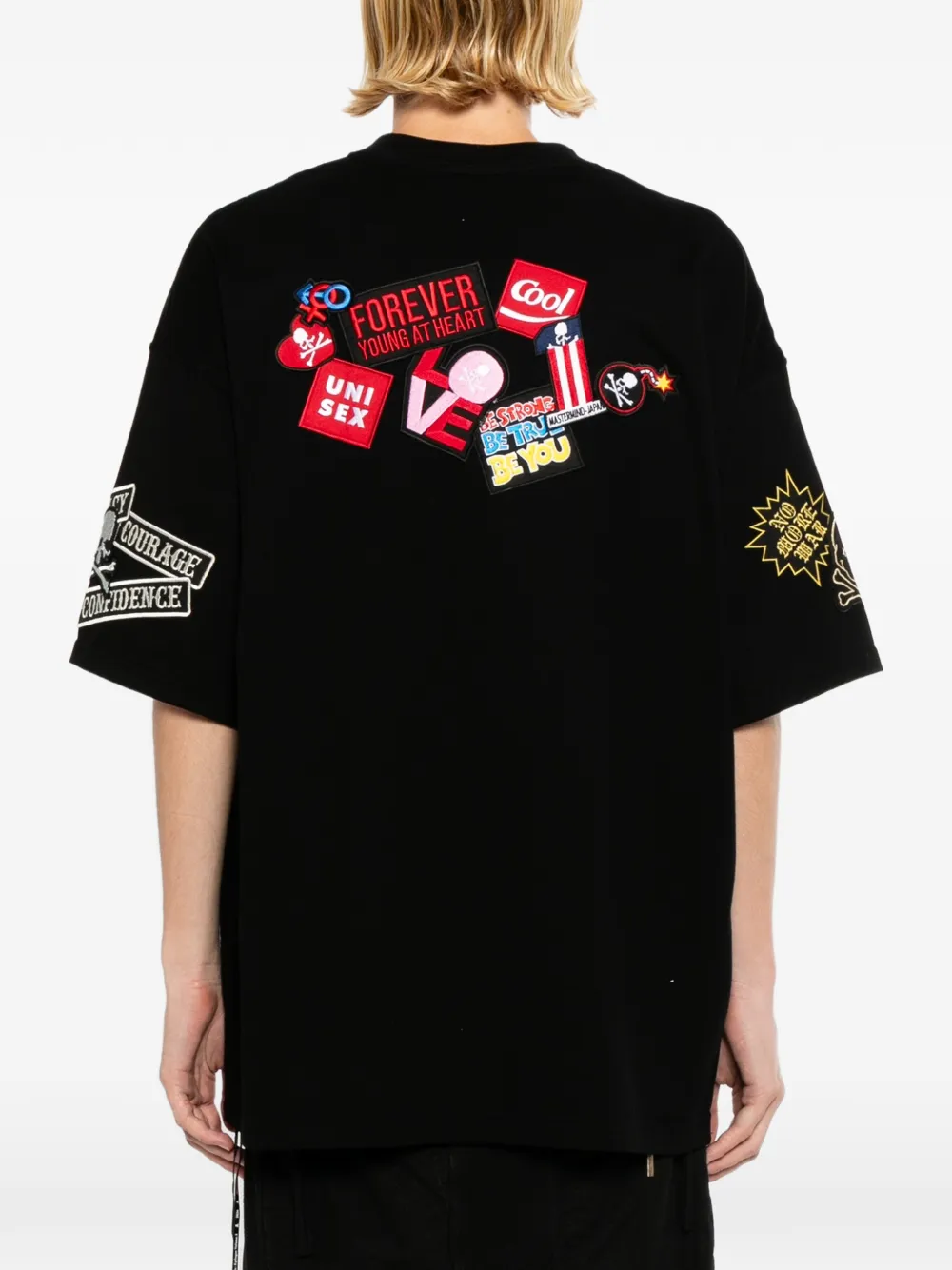 Mastermind Japan Boxy T-shirt met logopatch Zwart