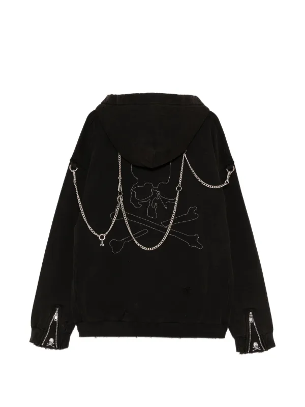MASTERMINDS ブラックジップアップパーカー Mastermind World Distressed zip-up Hoodie | Black | FARFETCH JO