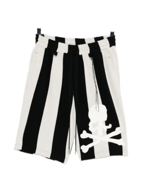 Mastermind World skull-patch striped shorts