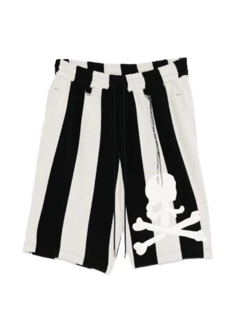 Mastermind World skull-patch striped shorts