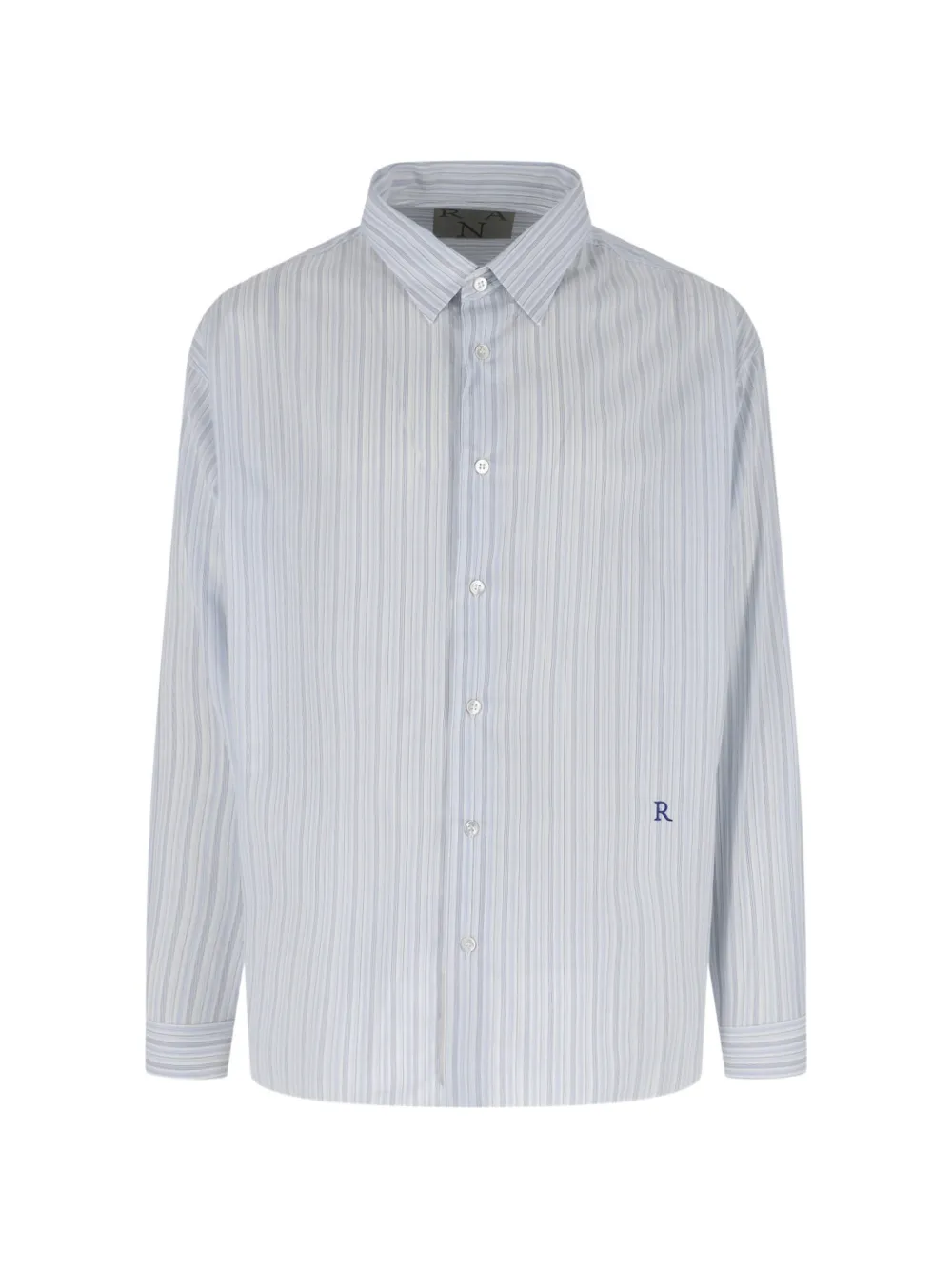 RANRA stripe-pattern logo-embroidered shirt - Bianco