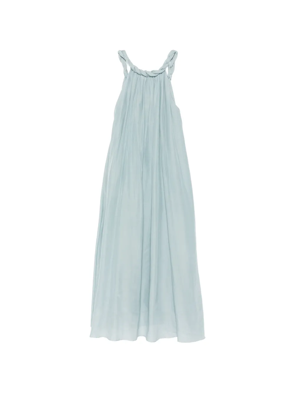 Semicouture braided-neckline pleated dress - Blu