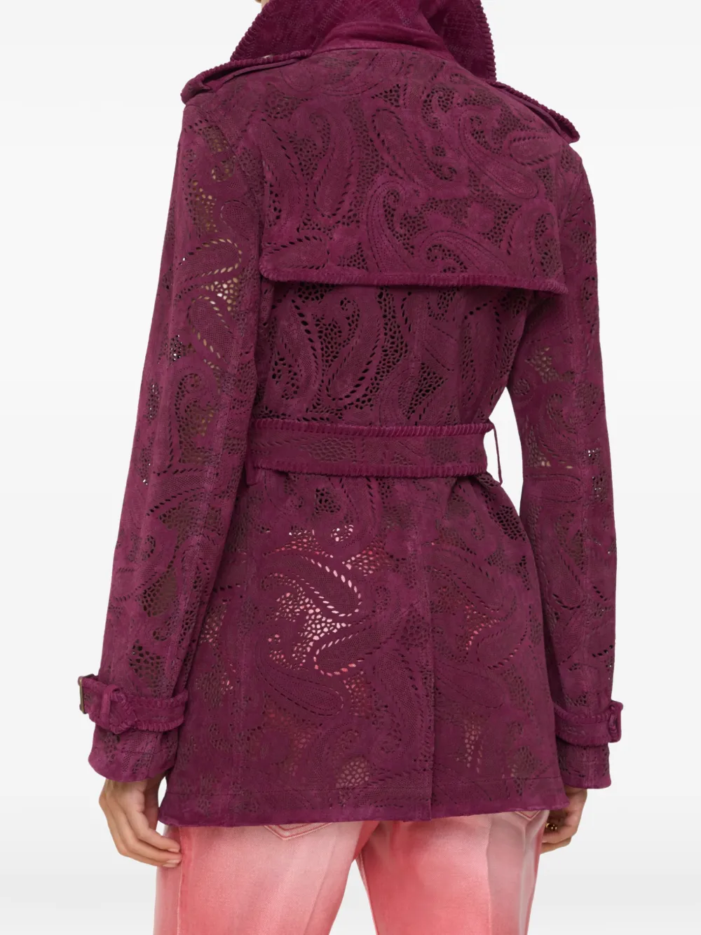 Burberry Foxfield trenchcoat met paisley suède Paars