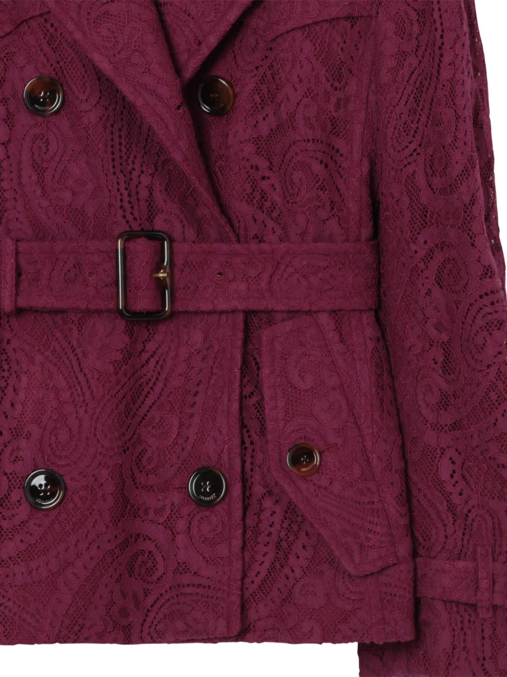 Burberry Foxfield trenchcoat met paisley kant Paars