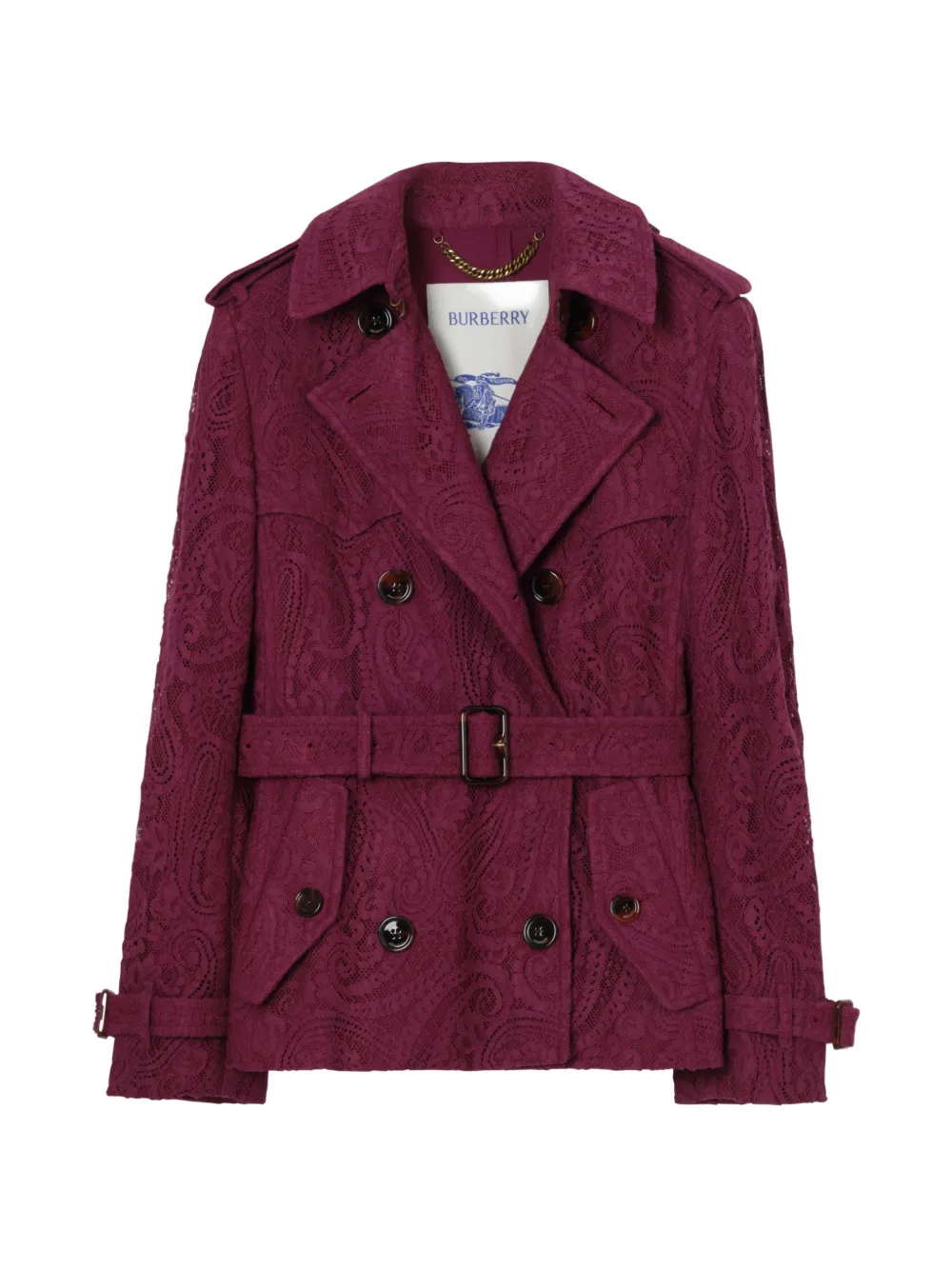 Burberry Kurzer Paisley-Spitze Foxfield Trenchcoat - Violett