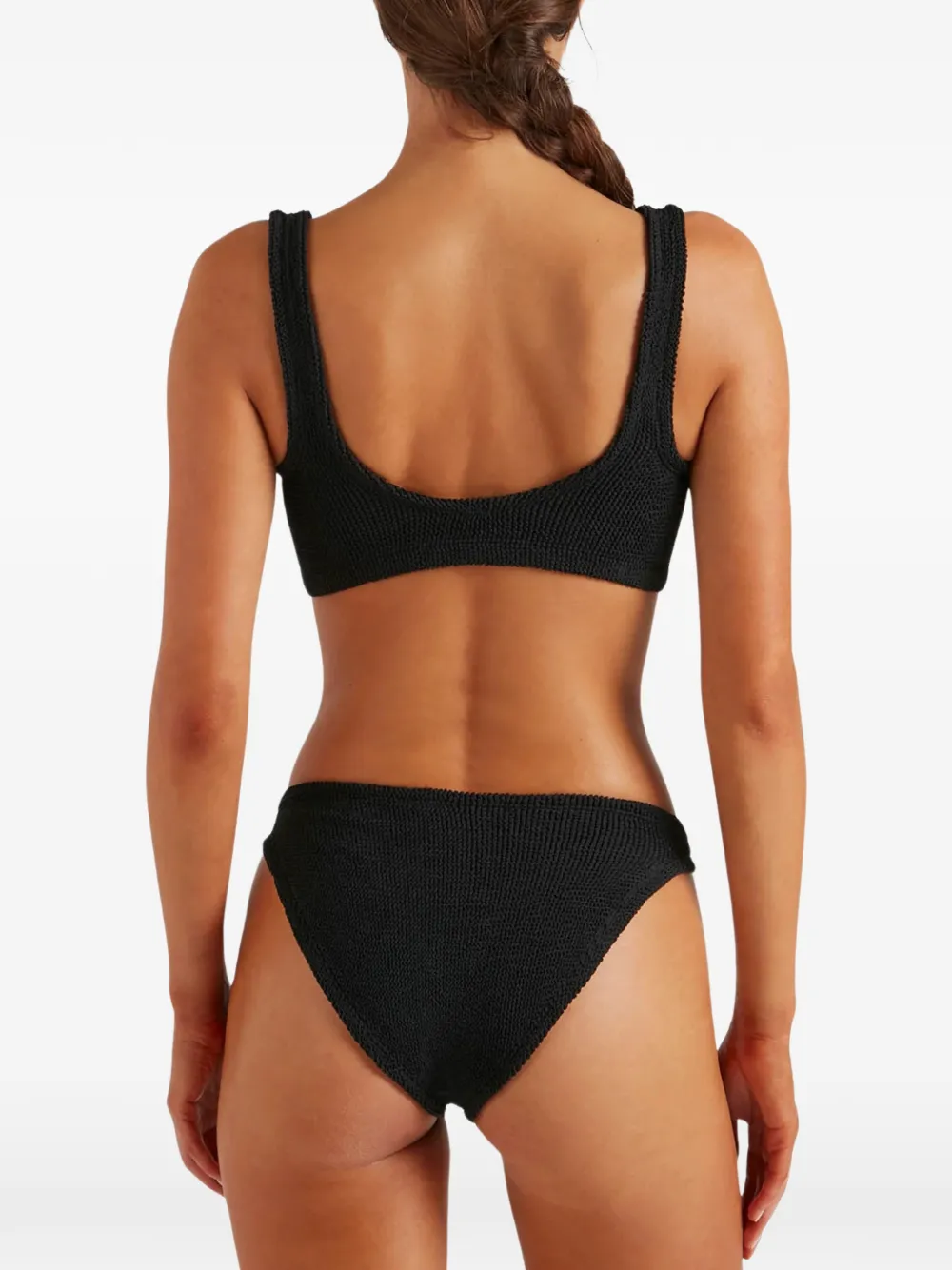 Hunza G Seersucker bikini met rits Zwart