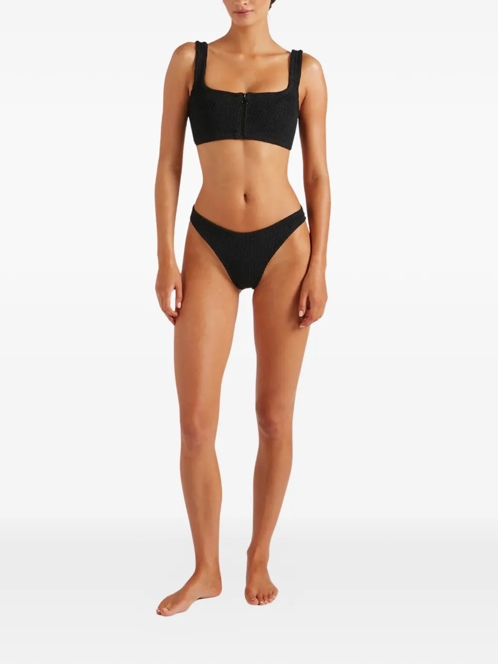 Hunza G Seersucker bikini met rits Zwart