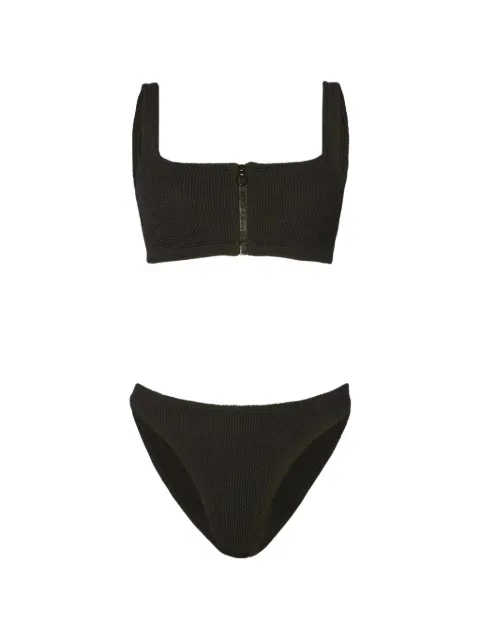 Hunza G zip-up seersucker bikini
