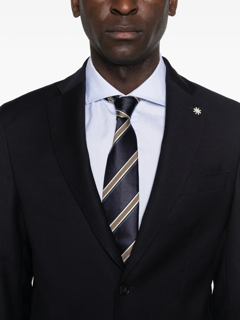 Manuel Ritz Blazer met enkele rij knopen en gekerfde revers Blauw