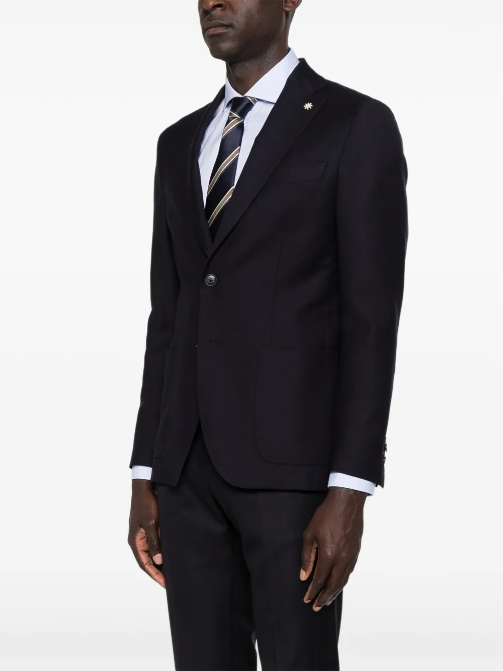 Manuel Ritz Blazer met enkele rij knopen en gekerfde revers Blauw