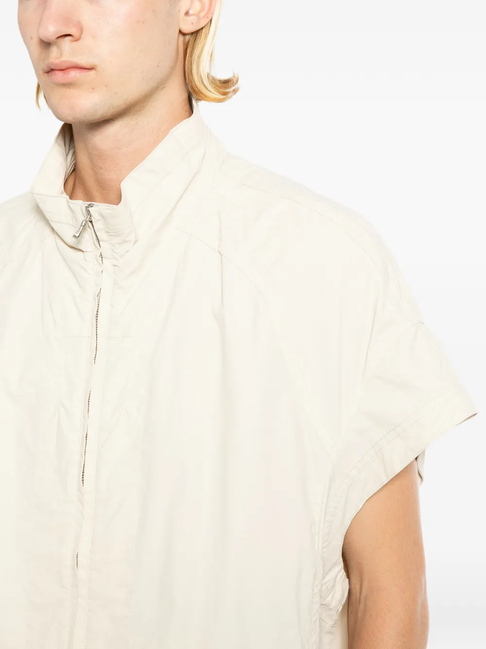 Julius Gekreukt jack met korte mouwen Beige