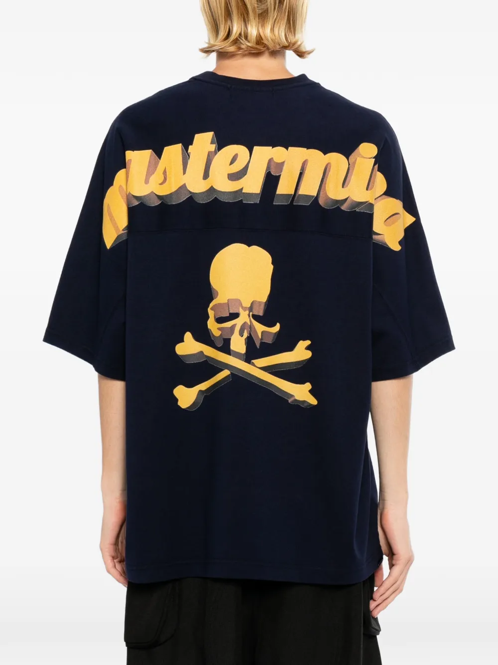 Mastermind Japan Boxy T-shirt met grafische print Blauw