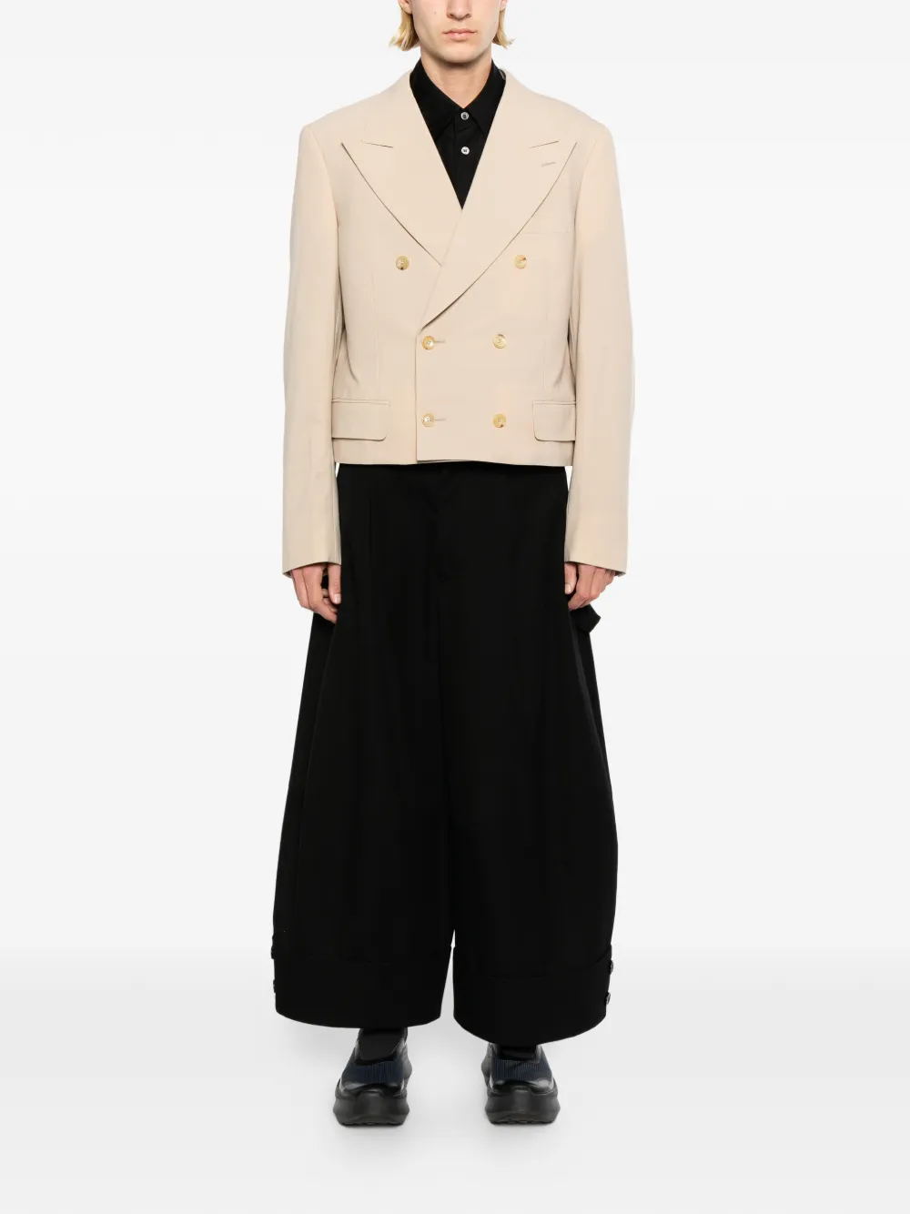 Comme des Garçons Homme Plus Cropped jack met dubbele rij knopen Beige