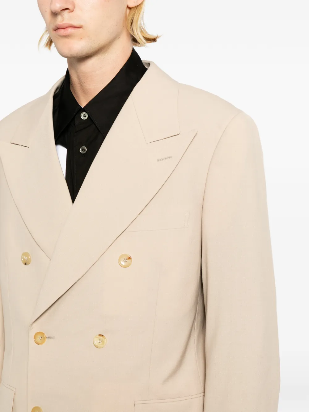 Comme des Garçons Homme Plus Cropped jack met dubbele rij knopen Beige