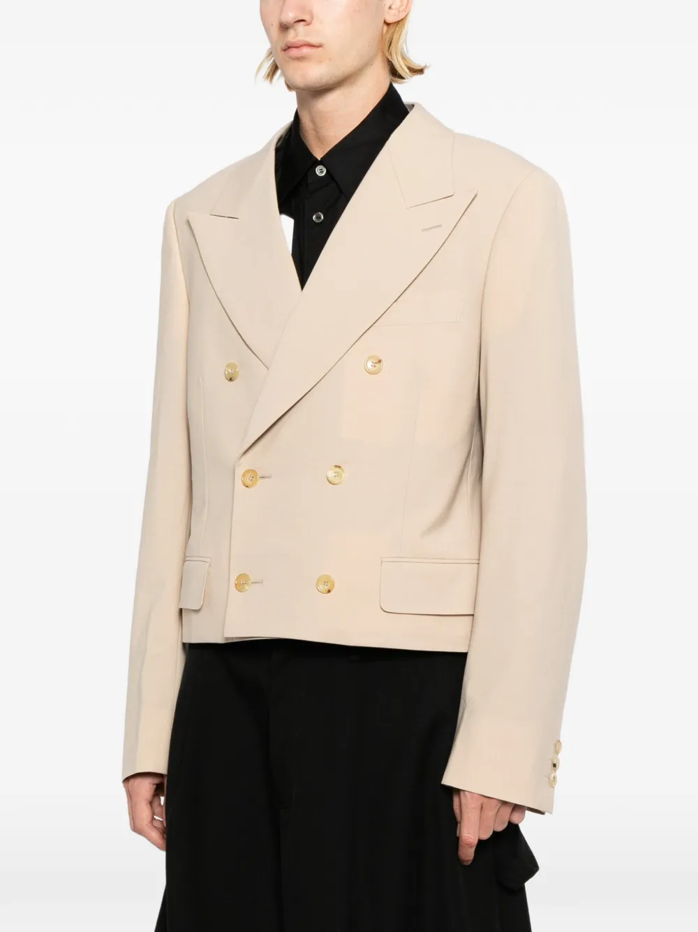 Comme des Garçons Homme Plus Cropped jack met dubbele rij knopen Beige