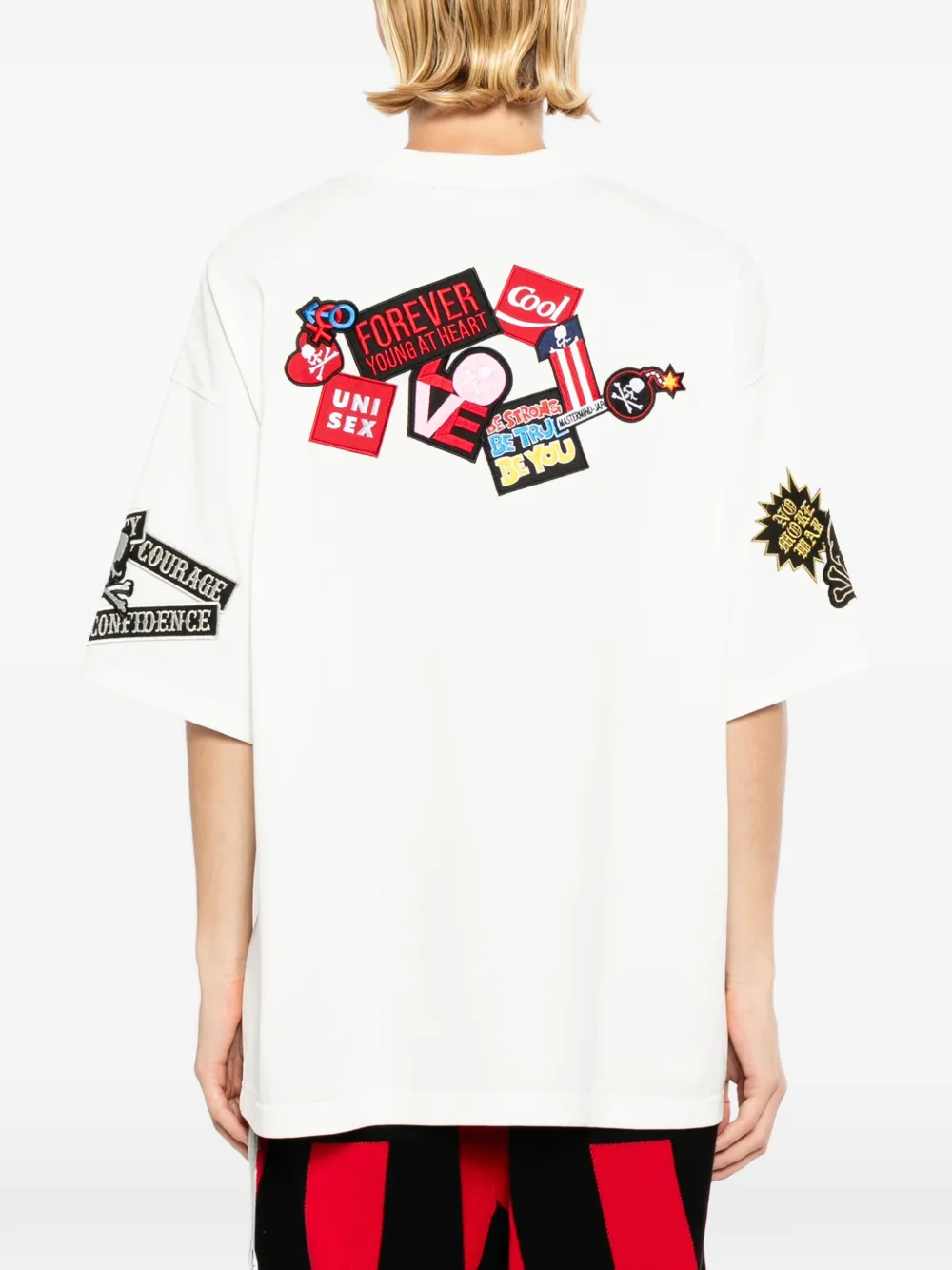 Mastermind Japan T-shirt met patchdetail en ronde hals Wit