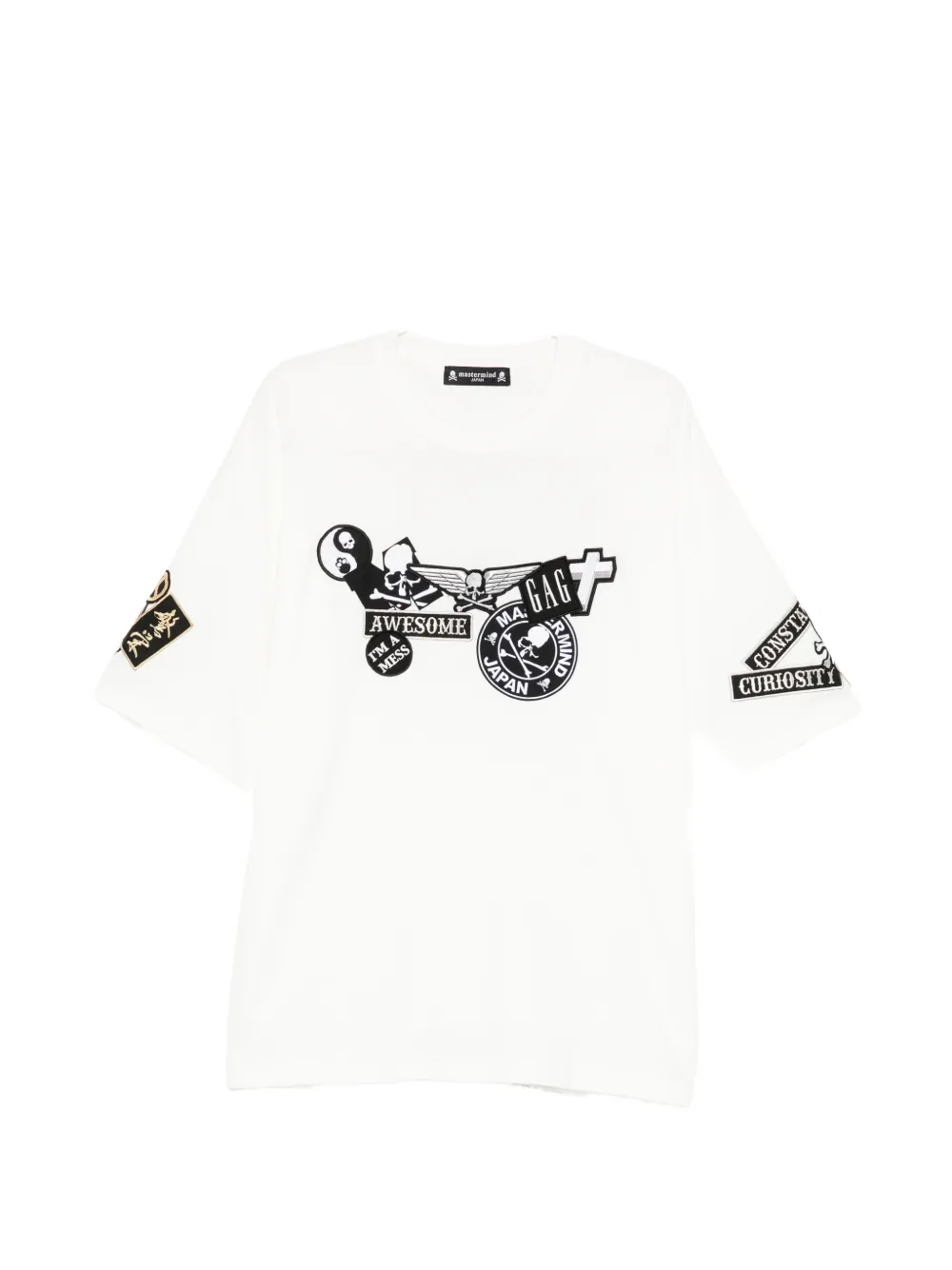 Mastermind Japan patch-detail round neck T-shirt - White