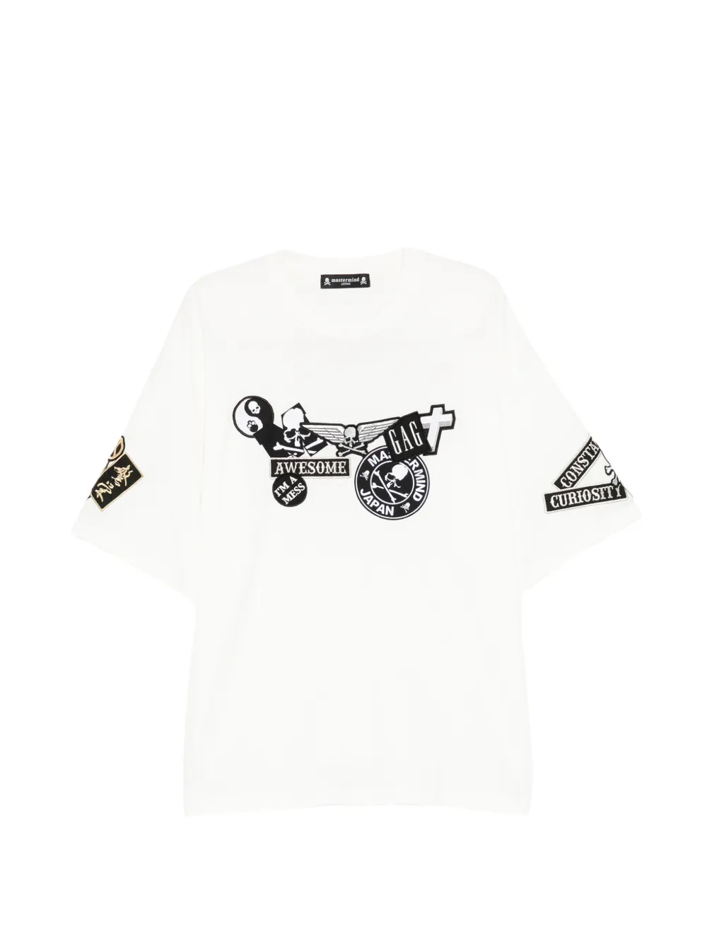 Mastermind Japan patch-detail round neck T-shirt - Weiß