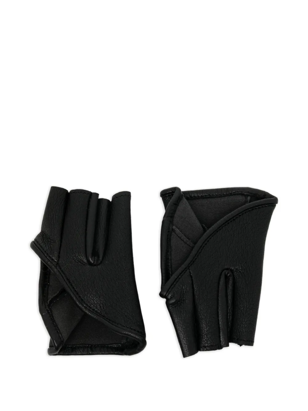 Julius fingerless grained-leather gloves - Nero
