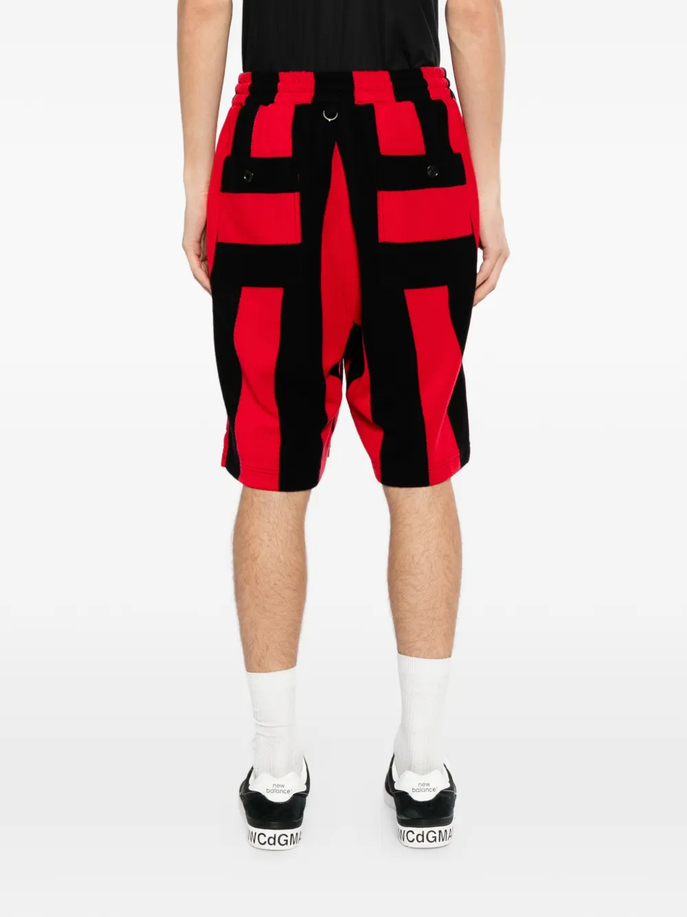 Mastermind World Gestreepte shorts met doodskop-patch Zwart