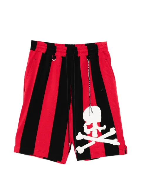 Mastermind World skull-patch striped shorts